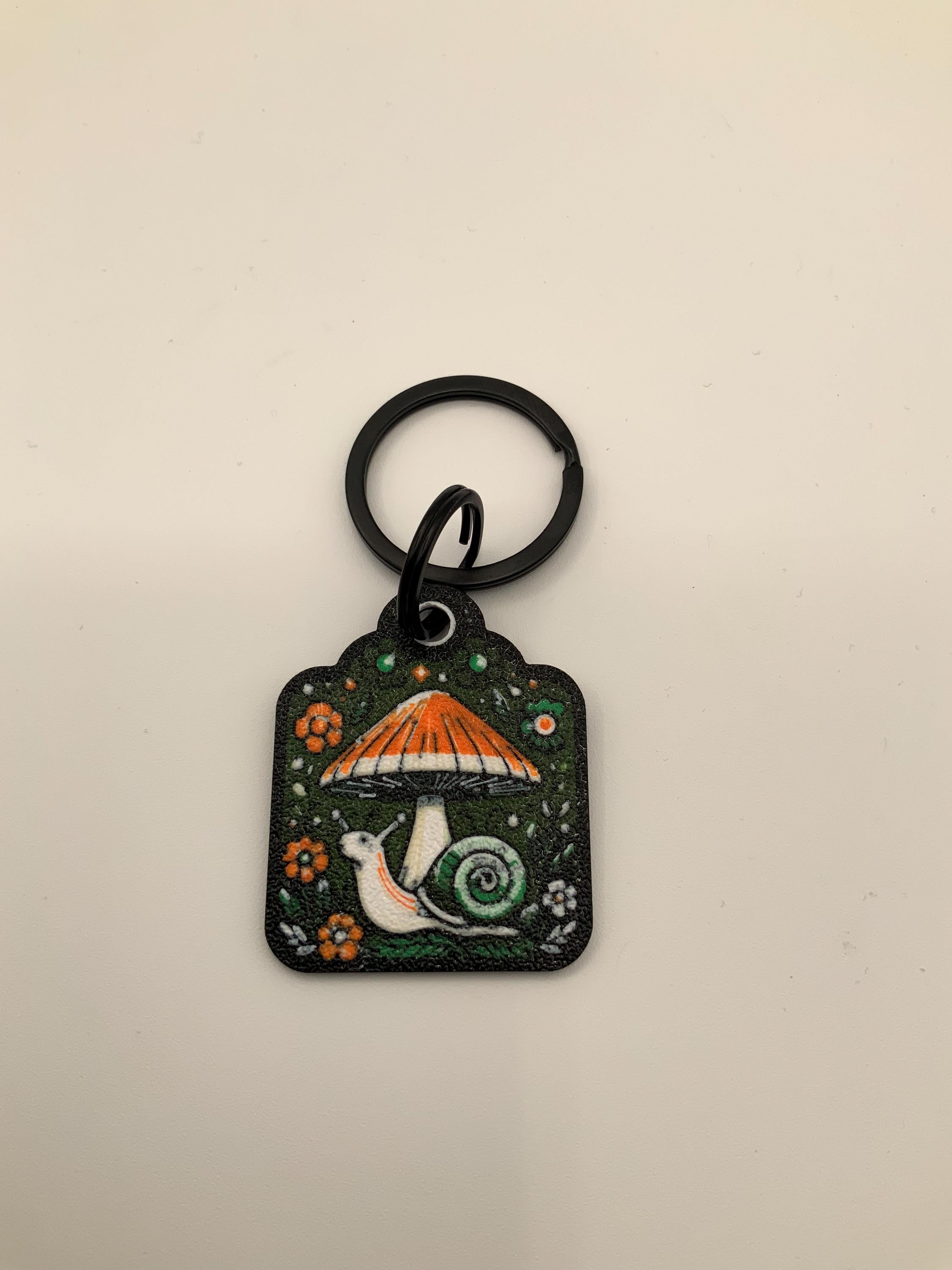 Mushroom Snail Pet Tag: Embossed Custom Text, Full Color