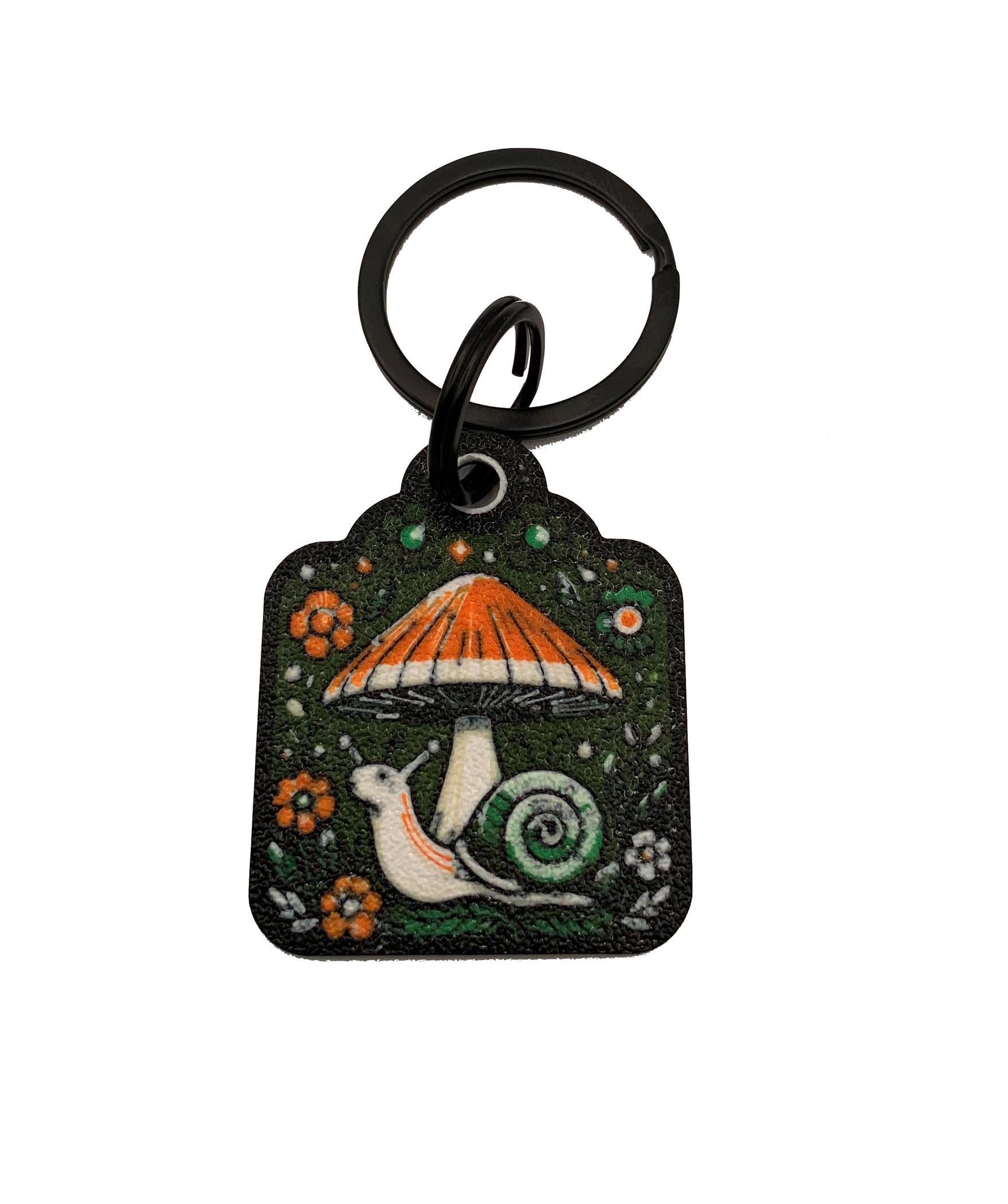 Mushroom Snail Pet Tag: Embossed Custom Text, Full Color