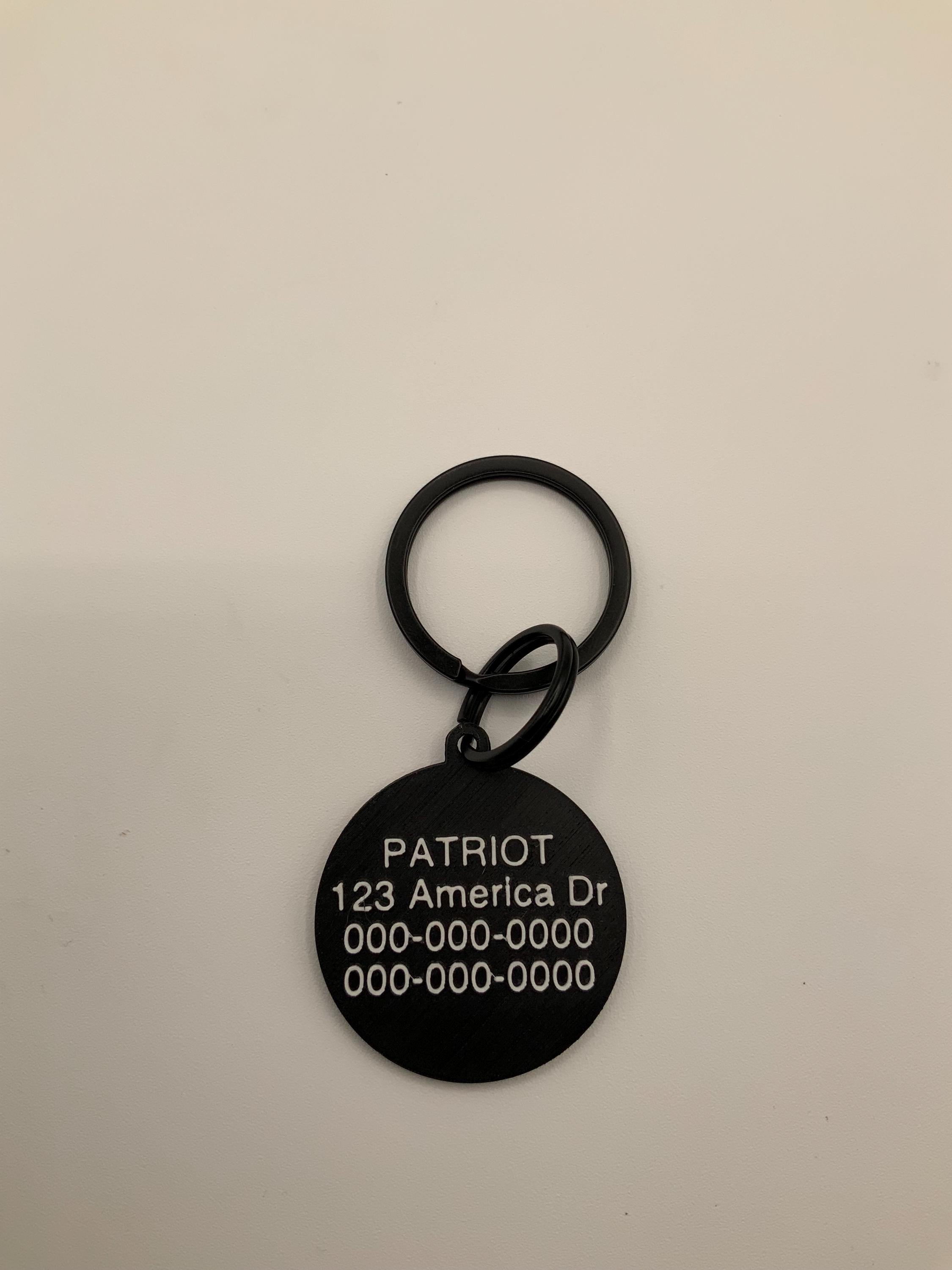 American Flag Pet ID Tag: Embossed Custom Text, Patriotic Dog Tag